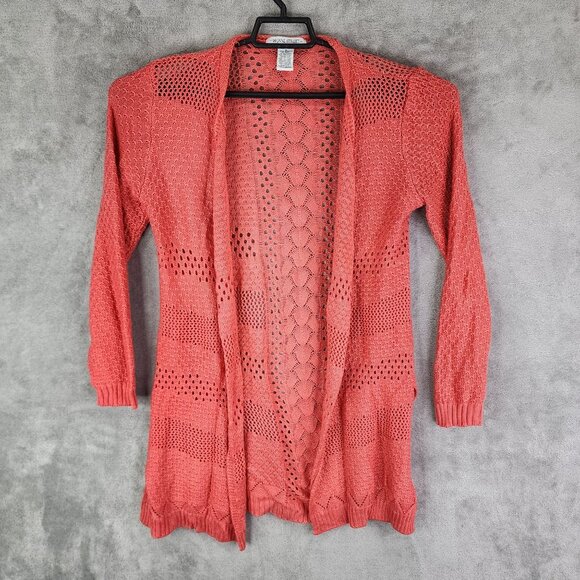 Womens Coral 99 Jane Street Cardigan Knit Sweater Open Front Long Sleeve Size M - Picture 2 of 10